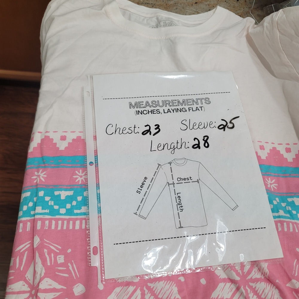 Lauren James Christmas Pink‎ Snowflake Sz L Long Sleeve Tee Cozy Holiday Graphic - Picture 8 of 8